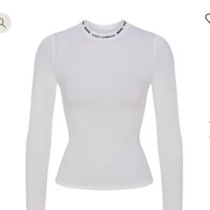 Dolce & Gabbana White Logo Collar Top